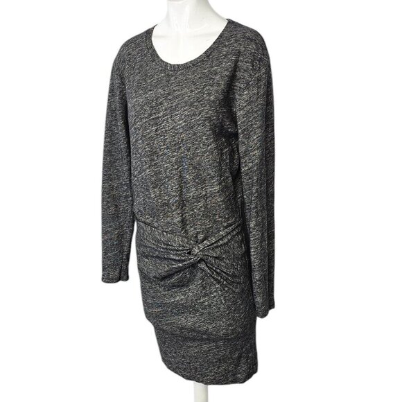 IRO Twist Front Cotton Wool Long Sleeve Dress, Heathered Gray Black, Size Large - Picture 2 of 8